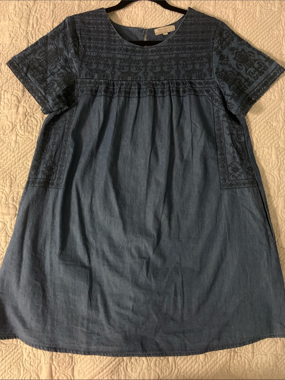 Boho Cost Plus World Market Denim Embroidered Tunic Dress
